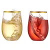 Tea Cups 360ml Shatterproof Plastic Wine Glass Unbreakable PET Red Tumbler Glasses Reusable Transparent Fruit Juice Beer Cup