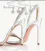 Сандалии ананас Bling Crystal Shoes Strappy High Heels Stilettos 2024 Элегантный однотропный круглый банкет