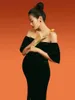Schwarze Mutterschaftskleider für Po Shoot Party Kleid Schwangere Frauen pohoot pogra props schwangerschaft kleider 240326
