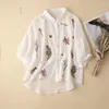 Boulouches pour femmes broderie vintage bouton de lin en coton élégant