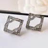 Boucles d'oreilles de lettre supérieure Studes de créateurs de marques d'oreille perle cristal d'oreille pour femmes cadeaux couple 925 argent en acier inoxydable accessoire bijoux accessoires