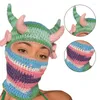 Berets Unique Horn Bucket Hat Head Covering Balaclava Full-Head Halloween Costume