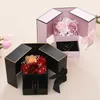 Geschenkverpackung 1pc Eternal Rose Blumenkasten Ohrring Halskette Aufbewahrungskoffer Doppelte Schubladen Hochzeit Valentinstag Schmuckverpackungskisten