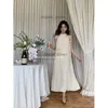 LELART2024 Spring Fashion Новый продукт сплошным цветом ручной ручной рукавитель длинное платье французское очень большое качели.