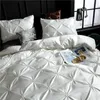 Ensemble de literie lavée en soie Cover Luxury Cover Double Bed Coverlet Feuilles de taille queen Couettes de couleur solide XY37 # 240325