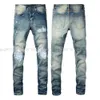 2023 S créateurs jeans en détresse France Fashion Pierre Straitement Men's Biker Hole Stretch Denim Casual Jean Men Skinny Pantal