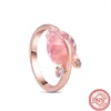 Кластерные кольца 925 стерлинговое серебряное обаяние розовое золото кольцо с бисером циркон розовый блестящий бренд бренд Pantora Женщины модные ювелирные украшения прекрасные подарки