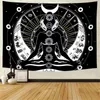 Arazzi Chakra in bianco e nero Sun Moon Meditation Yoga Mystic Stars di Ho Me Lili Tapestry per soggiorno