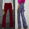 Pantalones activos Mujeres Glitter de cintura alta para 2024 Ropa de verano de primavera plateado lentejuelas de lentejuelas pantalones de fiesta