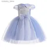 Flickans klänningar Girl Cerony Dress for New Kids Summer 2024 Formellt tillfälle Baby Girls One Piece Princess Dress Up Child Birthday Party Dresses L240402