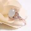 Cluster Rings Authentic 925 Sterling Silver Lady Ring Oval Chalcedony Women Accessories Beautiful Elegant Adjustable Size Wholesale 123