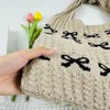 Totes Women Crochet Shoulder Bag Large Capacity Bow Pattern Tote Multifunctional Knitted Shopping Casual Commuting