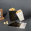 Sortez des conteneurs 6pcs / ensemble en noir et blanc tamponner Popcorn Box Fries Fries Food Packaging Carton jetable