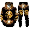 Pantalon à sweat à capuche masculin Suit Leopard Golden Pattern Sportswear Set 3D Imprimez Femmes Fashion Tracksuit Jogging Clothing For Men Clothing001