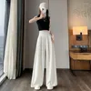 Women's Pants Summer Women Wide Leg With Pockets Solid Color Relaxed Fit Casual High Waist Straight Trousers Office Wear