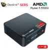 Möss 2023 Beelink Ryzen 5 Ser5 5500U Mini PC Win 11 Pro AMD DDR4 16 GB RAM 500 GB SSD WiFi 6 4K LAN 1000M DESCHOP -speldator