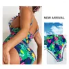 Frauen Badebekleidung Push Up One -Stück Badeanzug Frauen 2024 sexy gedruckte Blumen -Rüschen -Trikini -Schwimmanzug für Plus -Size -Baden