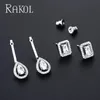 Rakol Trendy Square Halskette Ohrringe für Frauen Wassertropfen Kubikzirkonia Braut Hochzeit Schmucksets 240401