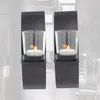 Candle Holders 2pcs/set Candlestick Christmas Nordic Style In Glass Iron Art Modern Wedding Decorations Holder Living Room Wall Sconce