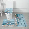 Badmatten Oceaanpatroon Kleine tapijt Korte pluche niet-slip vloer Mat Noordse stijl Toiletbedekking badkamer absorberend voetkussen