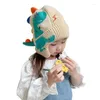 ベレー帽doitかわいい3d恐竜冬の女の子のための冬の帽子ビーニー漫画アクリル子供ニットビーニー帽子温かい男の子イヤーフラップキャップ