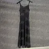 Tasarımcı Örme Kadın Sling Elbise İşlemeli Mektup Tank Elbiseleri Lüks Zarif Smmer Günlük Singlet Elbise