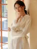 Home Clothing Robes Women Feather Spliced Ice-silk Bridesmaid Sexy Bathrobe Solid Elegant Sleepwear Korean Fashion Ladies Loungewear Spring