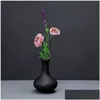 Vases Modern Ceramic Vase Creative Black Tabletop Thydroponic Containers Flower Pot Home Decor Crafts Wedding Decoration Drop Delivery Dhkgn