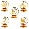 Porta a lume di candela battuto in ferro battuto Eid Mubarak Ramadan Decorazioni marocchine Moon Shape Candlestick Home Centrotavola Candlestand