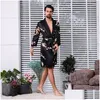 Ropa de dormir para hombres para hombres para hombres negros bata kimono kimono satin satin nightwear