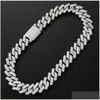 Chaines 20 mm Diamond Miami Prong Coubain Link Chain Collier Collier Bracelets 14K Or blanc glacé Icy Cumbic Zirconia Bijoux 7inch-24inch Dhexh