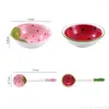 Skålar 1pc kreativ keramik tecknad söt 6-tums jordgubbe/vattenmelon skålsked hem kök restaurang leverans sallad frukt bordsartiklar