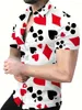 Chemises décontractées pour hommes cartes de poker thème imprimement complet élégant 2024 Été à manches courtes à manches