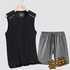 Men's Tracksuits 2024 Leisure Trend Summer Round Neck Sleeveless Tank Top T-shirt Versatile Elastic Loose Shorts Sports Fitness Set