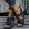 Dress Shoes For Women's Summer 2024 Fashion Flower Round Toe Sandalen vrouwen platform Wedge Roman Comfort Sandalias