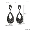 Brincos de lustres de candelabro Leaker Vintage Waterdrop for Women Black Sier Color Fl Cubic Zirconia Party Fashion Jewelry Lk3 Drop del Dhoti