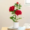 Flores decorativas Rose Artificial Rose Bonsai Planta Fake Ornaments para Decoração de Cerimônia de Casamento de Decoração da Desktop Decoração em casa Decoração de festa