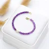 Charm Bracelets 4MM Naturnal Stone Round Beads On Hand Freshwater Pearl Bangle Fashion Jewelry For Women Amethyst Handwork Amazon