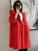 Trench Coats Femme Long Windbreaker mode coréen grande taille dames 2024 Automne Hooded Poches Loose Cardigan Veste à cordon