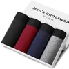 Sous-pants 4 pcs / lot Boxer Boxer Mens Underwear Cotton Man Big Short Couleur flexible solide et coloré Solide Couleur pure