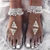 Hamserler Bomsullar Vintage Çok Katmanlı Çan Ayak Bilgi Ayak Mücevher Boho Yaz Plajı Çıplak Ayak Sandalet Bagaj Kadın Bacaklar Aksesuarları L46