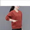 Kadın Hoodies Bahar Sonbahar Katı Cepler Düğme Vidası İplik Uzun Kollu Paisley Hırka Palto Ofis Leydi Moda Tops