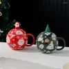 Кружки кофейные чашки рождественская керамическая чашка творческая мультипликация с крышкой