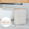 Laundry Bags 150L Basket With Lid Large Hamper Bamboo Handle Collapsible Dirty Clothes Organizer