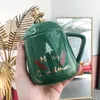 Mugs Ceramic Coffee Mug Christmas Theme With Lid Spoon Handle Cute Cup Kitchen Household Milk Holiday Gift Large Capacity