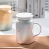 Canecas Cup de café cerâmica com pérolas de pérolas de alto valor pires ginkgo folha luz luxo de luxo requintado caneca personalizada presente