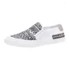 Casual Shoes Trendy Men's White Graffiti Patchwork Bekväma kausala lägenheter Plattform Loafers Rock Sports WaliKing Sneakers