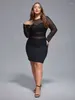 Casual Dresses Sexy Mesh Glitter Dress Fashion Patchwork Skinny Mini Long Sleeve Cut Out Chic BodyCon Party Ladies Short