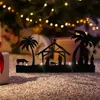 Ljusstakar Nativity Scene Manger Creative Metal Holder Home Decoration smidesjärn Julljusstake