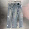 List Flocking Women Denim Pants Design Jean Dessers Designer niebieskie eleganckie kieszonkowe dżinsy